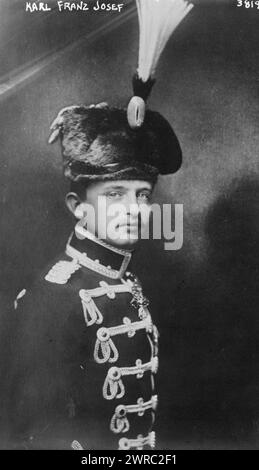 Karl Franz Josef, la fotografia mostra Carlo i d'Austria (1887-1922) l'ultimo sovrano dell'Impero austro-ungarico. 1915 e ca. 1920, Glass negative, 1 negativo: Glass Foto Stock