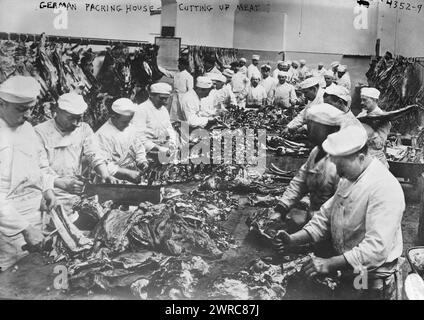 Casa di imballaggio tedesca, tagliando carne, tra ca. 1915 e ca. 1920, Glass negative, 1 negativo: Glass Foto Stock