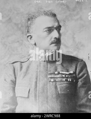 Gen. Diaz (Italia), la fotografia mostra Armando Diaz, i duca della Vittoria (1861-1928), che prestò servizio come generale e maresciallo d'Italia. 1915 e 1917, Glass negative, 1 negativo: Vetro Foto Stock