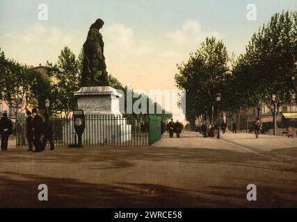 Statua di Paul Riquet e gli Allées, Béziers, Francia, tra ca. 1890 e ca. 1900., colore, 1890-1900 Foto Stock
