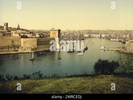 Parte del vecchio porto, Marsiglia, Francia, tra ca. 1890 e ca. 1900., colore, 1890-1900 Foto Stock