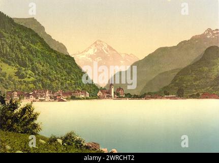 Fluelen, vista generale, Lago di Lucerna, Svizzera, tra ca. 1890 e ca. 1900., colore, 1890-1900 Foto Stock