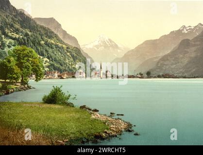 Fluelen, vista generale, Lago di Lucerna, Svizzera, tra ca. 1890 e ca. 1900., colore, 1890-1900 Foto Stock