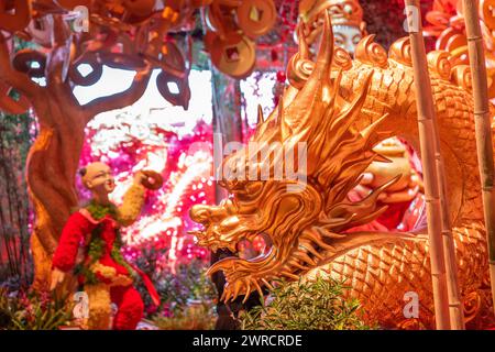 Bellagio Conservatory Capodanno Cinese - Capodanno lunare - esposizione dell'anno del Drago nei giardini botanici/giardini di Las Vegas Nevada Stati Uniti Foto Stock