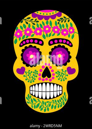 teschio dipinto messicano Illustrazione Vettoriale