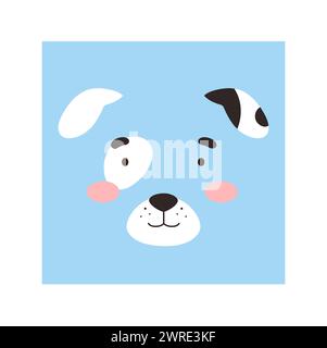 Semplice ritratto di cane. Grazioso ritratto della testa di animale, illustrazione piatta del cucciolo di kawaii Illustrazione Vettoriale