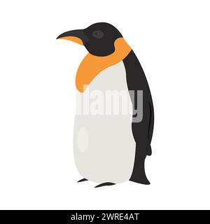 Uccello pinguino imperatore. Illustrazione vettoriale di animali artici e antartici, fauna innevata Illustrazione Vettoriale