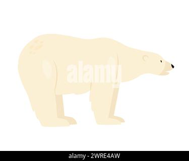 Orso polare bianco. Animali dell'Artico e dell'antartide, illustrazione vettoriale di cartoni animati con orso pelliccia Illustrazione Vettoriale