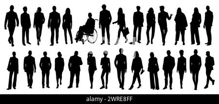 Gruppo di persone diverse in piedi e in piedi. Illustrazione Vettoriale