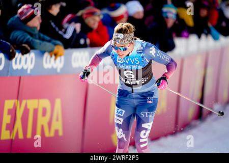 Drammen 20240312.Rosie Brennan dagli Stati Uniti durante il prologo sprint classico della Coppa del mondo di sci di fondo a Drammen martedì. Foto: Terje Pedersen / NTB Foto Stock