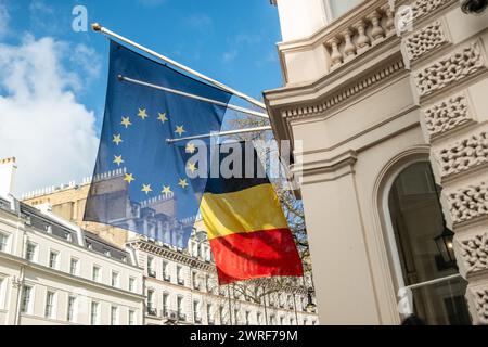 LONDRA - 19 FEBBRAIO 2024: Ambasciata del Belgio a Grosvenor Crescent, Belgravia Foto Stock