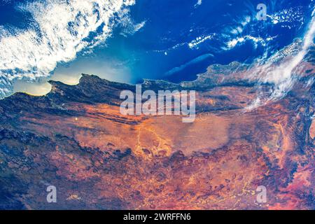 Costa del Sud Africa, vicino a città del Capo. Miglioramento digitale di un'immagine da parte della NASA Foto Stock