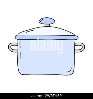 Pentola con coperchio in vetro, elemento di design per la cucina in cottura o da forno, illustrazione vettoriale Illustrazione Vettoriale