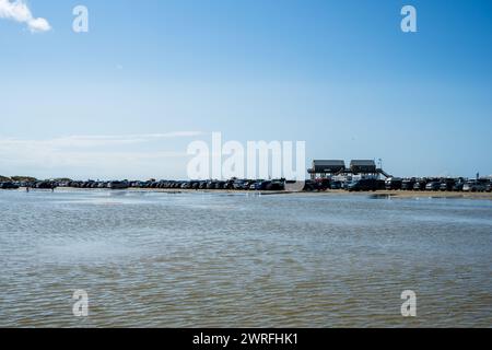 Strandparken auf dem Strand von St Peter-Strand bei Niedrigwasser Foto Stock