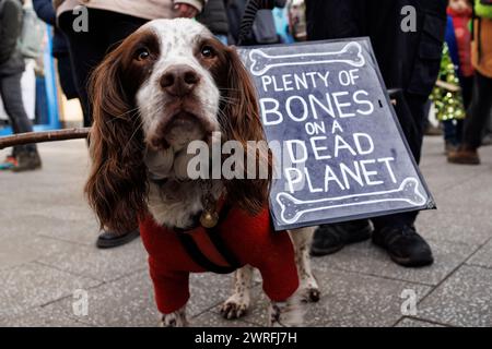 27 gennaio 2024. Aeroporto di Farnborough, Regno Unito. "Volare verso l'estinzione" marcia e protesta contro i jet privati e l'espansione dell'aeroporto. Foto Stock