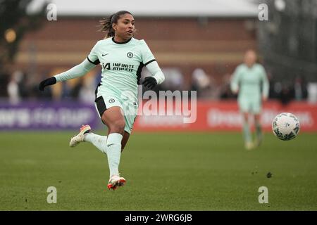 Everton FC vs Chelsea FC Women fa Cup Walton Hall Park Stadium LIVERPOOL INGHILTERRA 10 marzo 2024 Catarina Macario del Chelsea durante la partita di fa Cup femminile tra Everton FC e Chelsea FC al Walton Hall Park Stadium di Liverpool il 10 marzo 2024 a Birkenhead, Inghilterra. Foto Alan Edwards Foto Stock