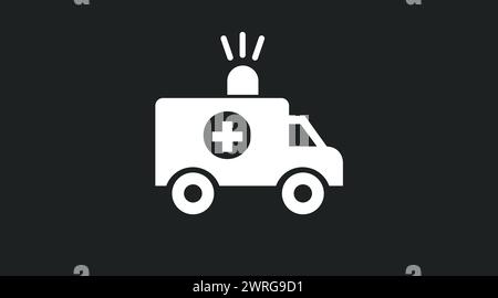 Icona ambulanza. Illustrazione in bianco e nero modificabile con isolamento vettoriale Illustrazione Vettoriale