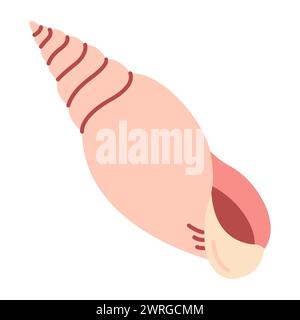 Seashell disegnato a mano. Conchiglia a forma di cartoni animati isolata su sfondo bianco. Illustrazione vettoriale Illustrazione Vettoriale