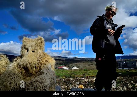 Maschera di Abanto-Zierbena (Euskadi) a Viana do Bolo, Ourense, Spagna Foto Stock