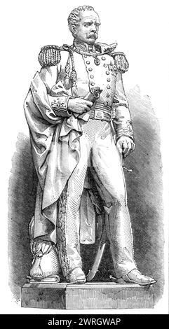 Statua di Sir W. Stevenson, defunto Governatore delle Mauritius, 1864. "Il modello è appena stato completato, a Roma, di una statua in bronzo, a Port Louis, la capitale delle Mauritius, in memoria di Sir William Stevenson, K.C.B... L'opera è stata inserita in M. d'Epinay, che, per una circostanza più appropriata, è egli stesso nativo delle Mauritius. I servizi di Sir William Stevenson, in effetti, meritavano alcuni memoriali come questo; anche se il loro monumento migliore sarà senza dubbio il bene che deriverà dalle riforme amministrative, educative e finanziarie che ha effettuato; e, da t Foto Stock