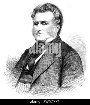 Il defunto signor Jonas Webb, 1862 anni. Allevatore inglese e allevatore di bestiame. "La bella forma atletica e il piacevole volto e il saluto hanno segnato l'uomo e il suo carattere in una volta sola. Aveva da tempo conquistato la sua posizione, e, dopo averlo fatto, gli piaceva di più guardare avanti che prendere parte molto attiva in pubblico. Le sue presidenze di società gli comportavano alcuni doveri; ma se avesse avuto un incontro rumoroso da gestire, lasciava che le cose e gli oratori andassero per la loro strada, eppure se dovesse parlare direbbe cinque parole, e al punto, dove altri dicevano venti accanto ad essa. In breve, il suo buon senso, ine Foto Stock