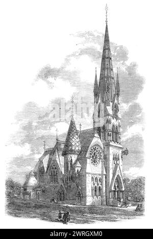 Miss Barclay's Free Church, Edimburgo, 1864. Nuova chiesa in Leven Street, Edimburgo, progettata da Frederick Thomas Pilkington e costruita principalmente da un lascito lasciato da Miss Mary Barclay. Da "Illustrated London News", 1864. Foto Stock