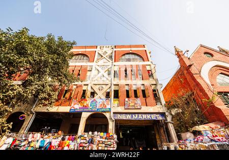 New Market, un enorme centro commerciale al coperto precedentemente conosciuto come Sir Stuart Hogg Market, Kolkata (Calcutta), capitale del Bengala Occidentale, India Foto Stock