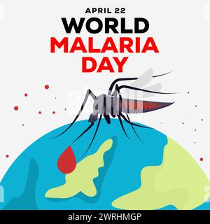 Illustrazione del World malaria Day con zanzara e la terra Illustrazione Vettoriale