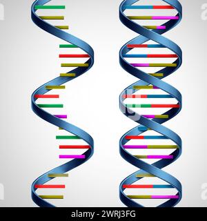 Concetto di RNA e DNA come acido deossiribonucleico o acido ribonucleico come molecole biologiche come simbolo dell'evoluzione della vita e genetica Foto Stock