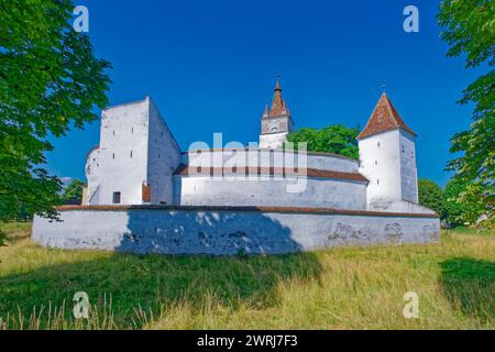 La Chiesa protestante di Honigberg, Biserica Evanghelica Fortificata din Harman, in Transilvania. La chiesa è una chiesa fortificata, che è stata circondata Foto Stock