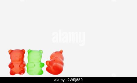 rendering 3d di orsi gommosi caramellati su sfondo bianco Foto Stock