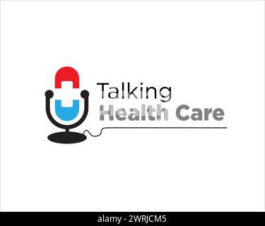 logo di assistenza sanitaria parlante disegni semplice moderno per il servizio medico online Illustrazione Vettoriale
