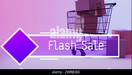Immagine del testo di vendita flash sul carrello della spesa Foto Stock