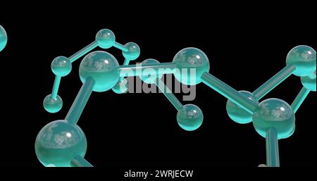 Immagine di micro 3d di rete di molecole su sfondo nero Foto Stock