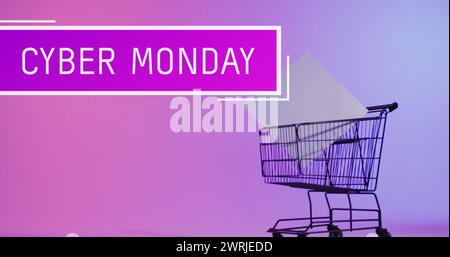 Immagine del testo del lunedì cibernetico sopra il carrello della spesa Foto Stock