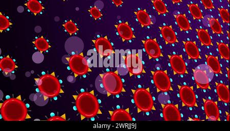 Immagine di punti su globuli rossi su sfondo viiolet Foto Stock