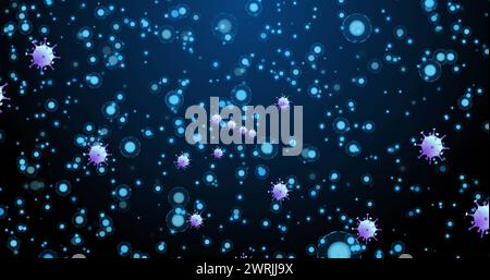Immagine di punti su celle viola su sfondo blu Foto Stock