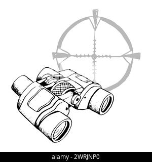 Binocolo tattico militare con vista ottica Illustrazione Vettoriale