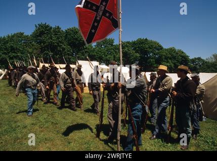 La guerra civile degli Stati Uniti ricostituisce Bristol rhode Island a nord contro sud Foto Stock