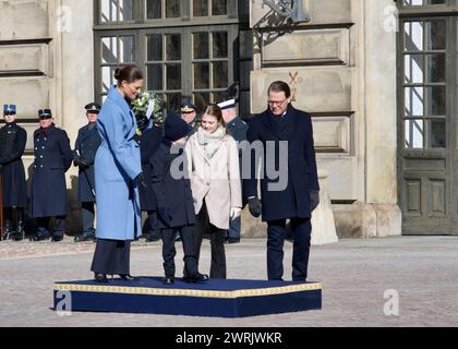 STOCCOLMA, SVEZIA - 12 MARZO 2024: La Principessa Vittoria di Svezia celebra il Name Day al Palazzo reale Foto Stock