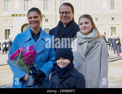 STOCCOLMA, SVEZIA - 12 MARZO 2024: La Principessa Vittoria di Svezia celebra il Name Day al Palazzo reale Foto Stock