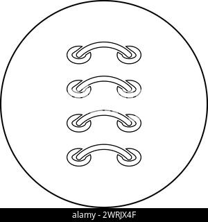 Cuciture incrociate cucire i gambi dei fili inserimento rampe da cucire collegano il tessuto cuciture chirurgiche cuciture ruvide icona di sutura cerchiata in cerchio Illustrazione Vettoriale