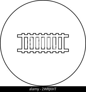 Binario ferroviario percorso ferroviario treno metropolitana metropolitana tram concetto di trasporto icona circolare in colore nero immagine vettoriale Illustrazione Vettoriale