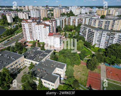 Vista aerea dell'area di Goclaw, sottodistretto di Praga-Poludnie, Varsavia, Polonia Foto Stock