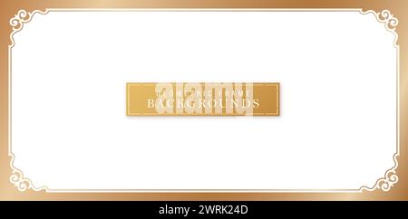 sfondo dorato di lusso con bordo decorato su sfondo bianco isolato per modello certificato di completamento, testi spaziali, design di cancelleria Illustrazione Vettoriale