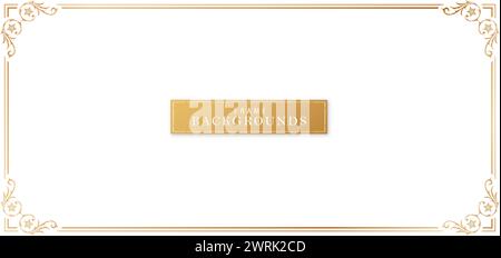 cornici decorative in oro vettoriale su sfondi bianchi isolati per testo spaziale, invito di lusso, modelli di certificato di completamento Illustrazione Vettoriale