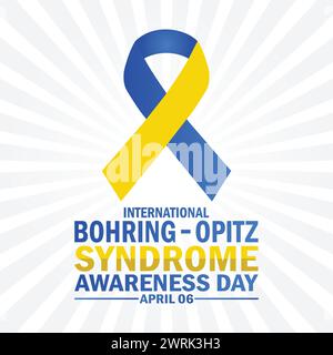 Sfondo della giornata internazionale della consapevolezza della sindrome di Opitz Bohring con tipografia. Giornata internazionale di sensibilizzazione sulla sindrome di Bohring Opitz, background Illustrazione Vettoriale