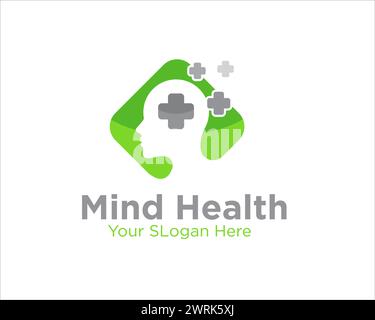 puzzle salute mentale logo disegni per il servizio medico Illustrazione Vettoriale