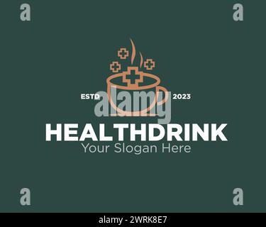 design logo salute bevanda caffè per logo nutrizione Illustrazione Vettoriale