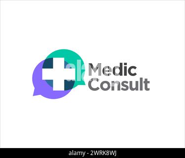 disegni di logo di consultazione medica per cline e servizio online di salute Illustrazione Vettoriale